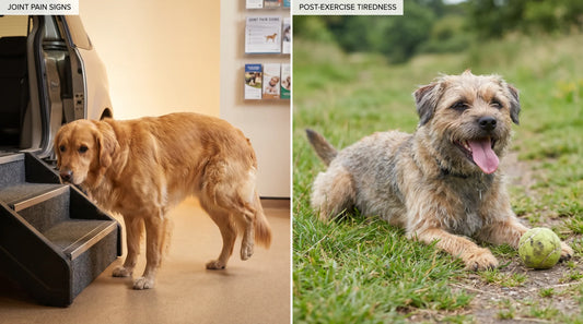 Early signs of joint pain vs normal post‑exercise tiredness in dogs