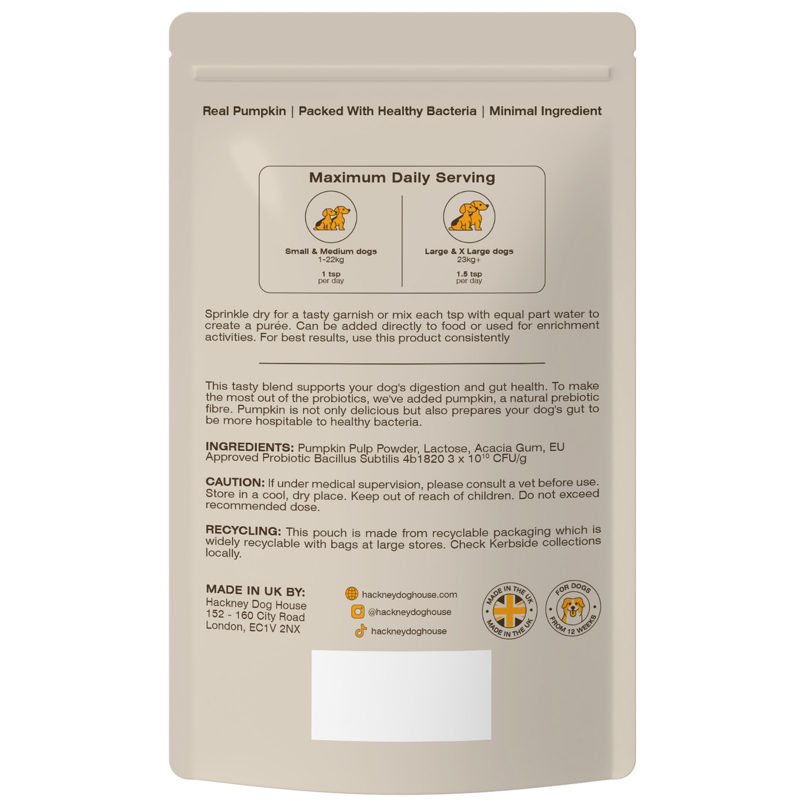 Pumpkin & Probiotics For Dogs | Real Pumpkin Powder + Probiotics | 45 ...